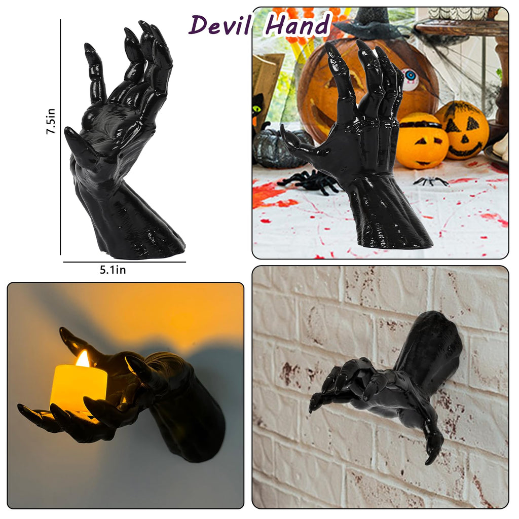 Halloween Decorations Indoor Outdoor 3 Pack Wall Mount Creepy Hands&Candles