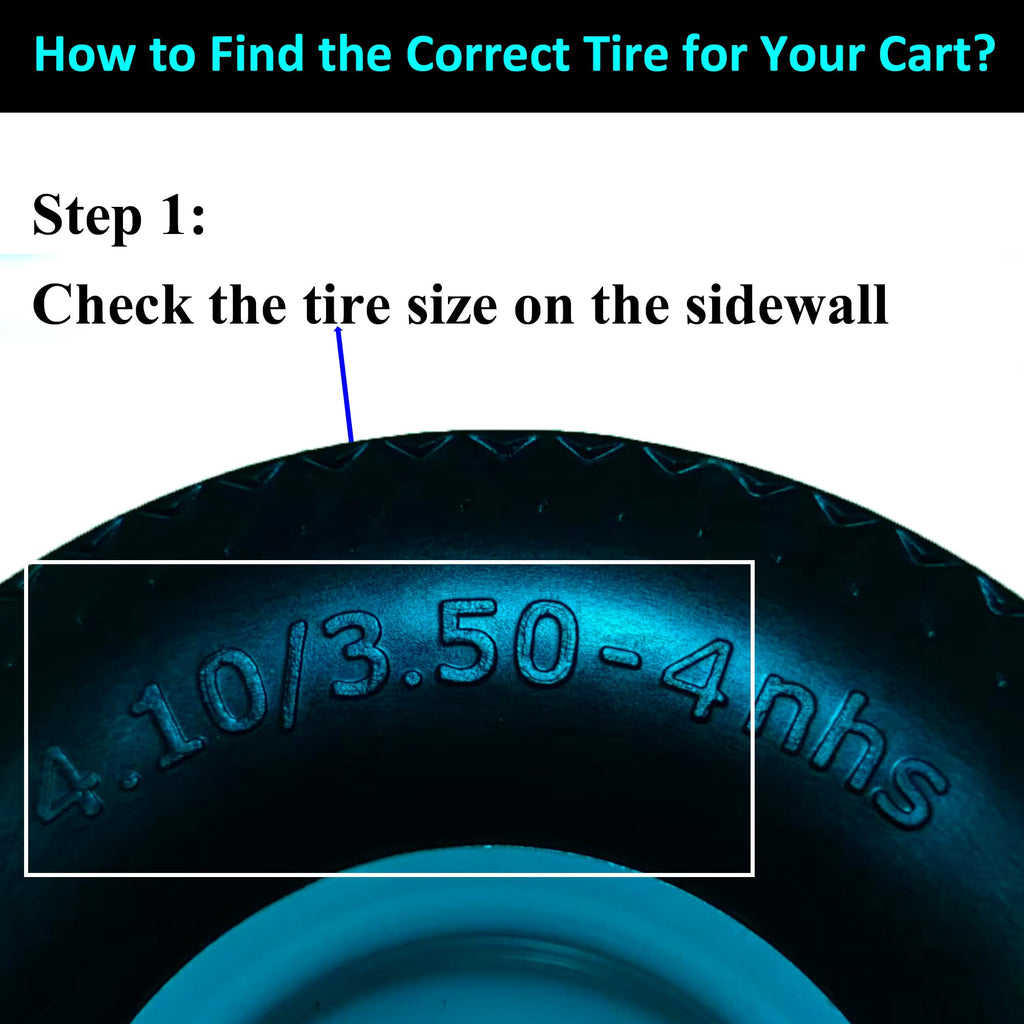 Flat Free 4.10/3.50-4 Tire with 3/4 & 5/8 Axle Bore, 3.5” Center Hub 10 inch Solid Tire Replacement for Hand Truck/Wagon/Garden Cart/Wheelbarrow/Dolly(Set of 2)