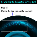 Flat Free 4.10/3.50-4 Tire with 3/4 & 5/8 Axle Bore, 3.5” Center Hub 10 inch Solid Tire Replacement for Hand Truck/Wagon/Garden Cart/Wheelbarrow/Dolly(Set of 2)