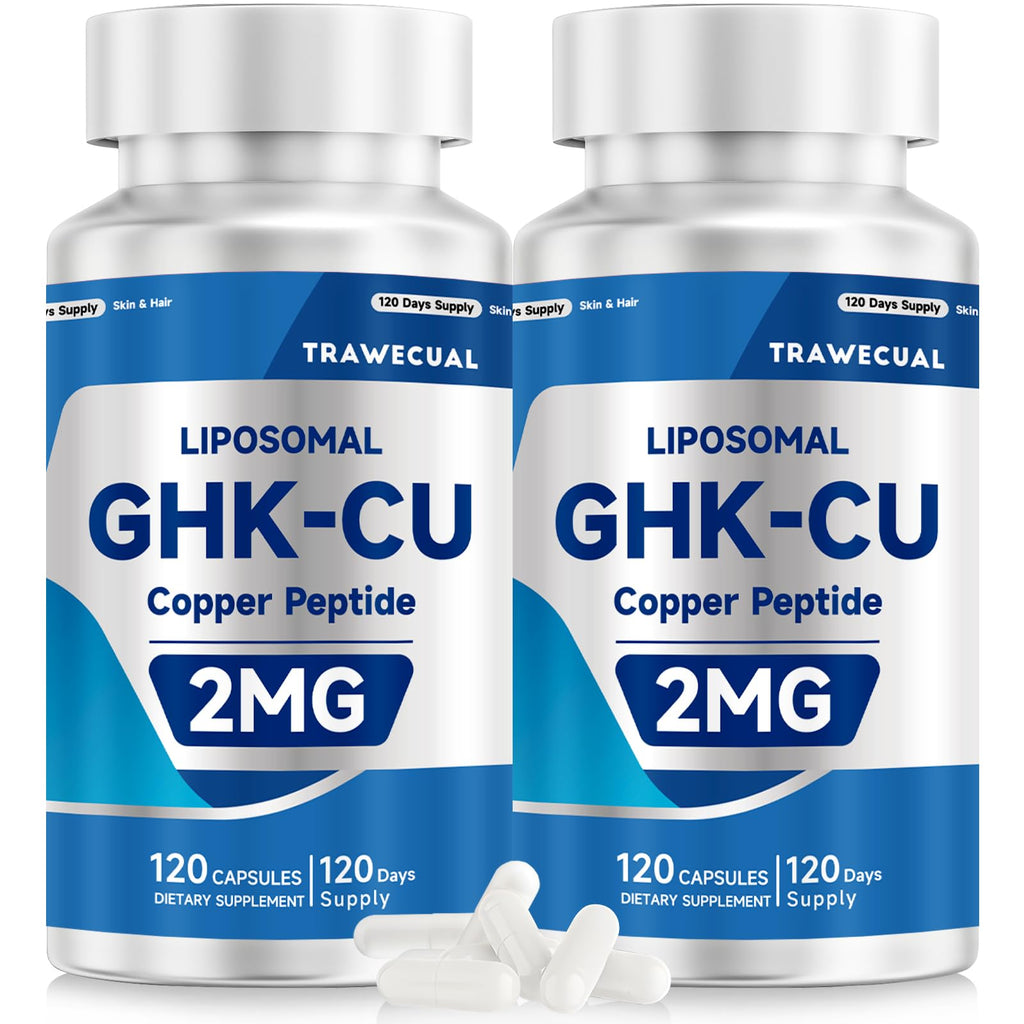 Trawecual GHK-Cu Peptide – High-Purity GHK-Cu with Liposomal Delivery for Hair & Skin Support – 120 Caps.2 Pack