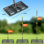 Lawn Leveling Rake, 60 Inch Adjustable Long Handle Leveling Rake, Black Heavy Duty & 1 Inch Diameter Stainless Steel Handle Lawn Rakes, Lawn Leveler Tool for Soil Grass Golf Field Yard