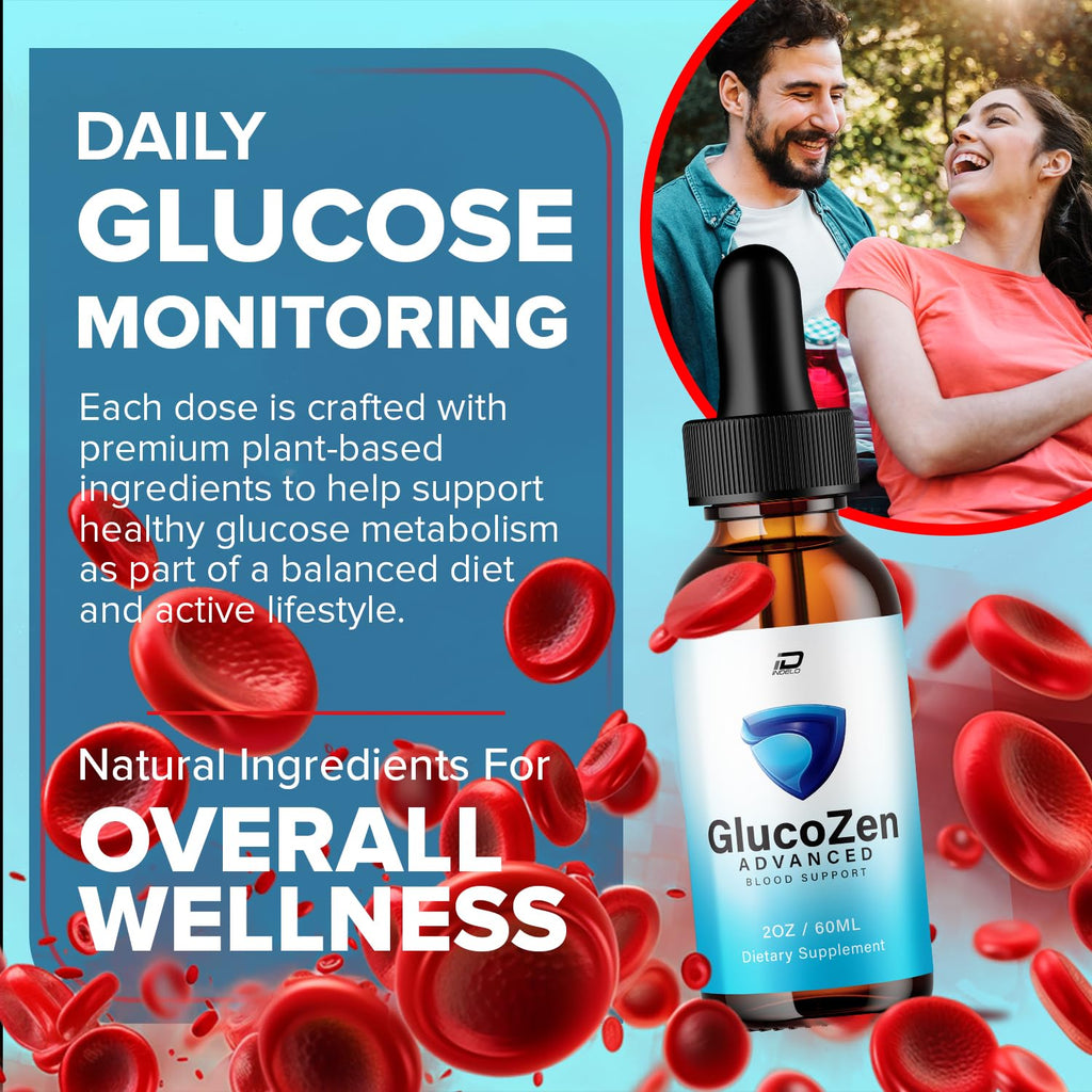 GlucoZen Advanced Formula Drops – Gluco Zen Liquid Supplement Drops Natural Ingredients, Reviews - 1 Month Supply
