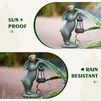 MININOVA Garden Statues Rabbit with Solar Lantern Resin Outdoor Bunny Figurines Decorations for Patio Yard Lawn Ornaments Gifts for Mother's Day Birthday Housewarming