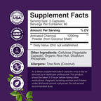 Natures Craft Activated Charcoal Pills Detox & Cleanse - Purifying Coconut Capsules with 1200 mg Per Serving for Bloating Relief - Active Detox Supplement for Body & Gut Health -180 Count