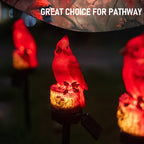 Dazzle Bright 2 Pack 22.5 in Cardinal Bird Solar Lights, Red Bird Solar Powered Lights Cardinal Garden Stake Light for Christmas Pathway Garden Lawn Yard Gifts Decoration