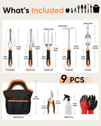 HaSteeL 9-Piece Stainless Steel Garden Hand Tools Set for Planting
