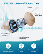 Hearing Aids for Seniors, Rechargeable OTC Hearing Aids with Noise Reduction, Providing Clear Sound Quality and Comfortable Wearing for Adults Hearing Loss, Invisible In-Ear Design, Auto On/Off (Light Gray)