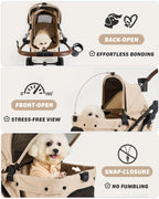 797Audio Dog Stroller for Small Medium Dogs,Pet Stroller for Cats Puppy Up to 121lbs,Foldable,One Click Folding,4 Wheel Shock Absorption,Adjustable Canopy with Sun Shades,Removable Washable Pad(Cream)