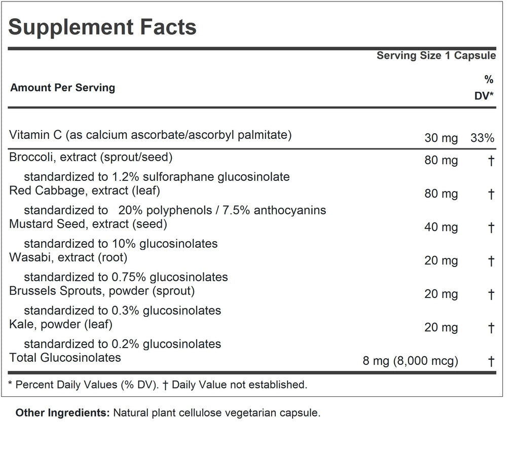 ANDREW LESSMAN Cruciferous Extracts 180 Capsules - High Levels of Glucosinolates and Sulforaphane from Broccoli, Red Cabbage, Mustard Seed, Wasabi, Brussels Sprouts and Kale Extracts, No Additives
