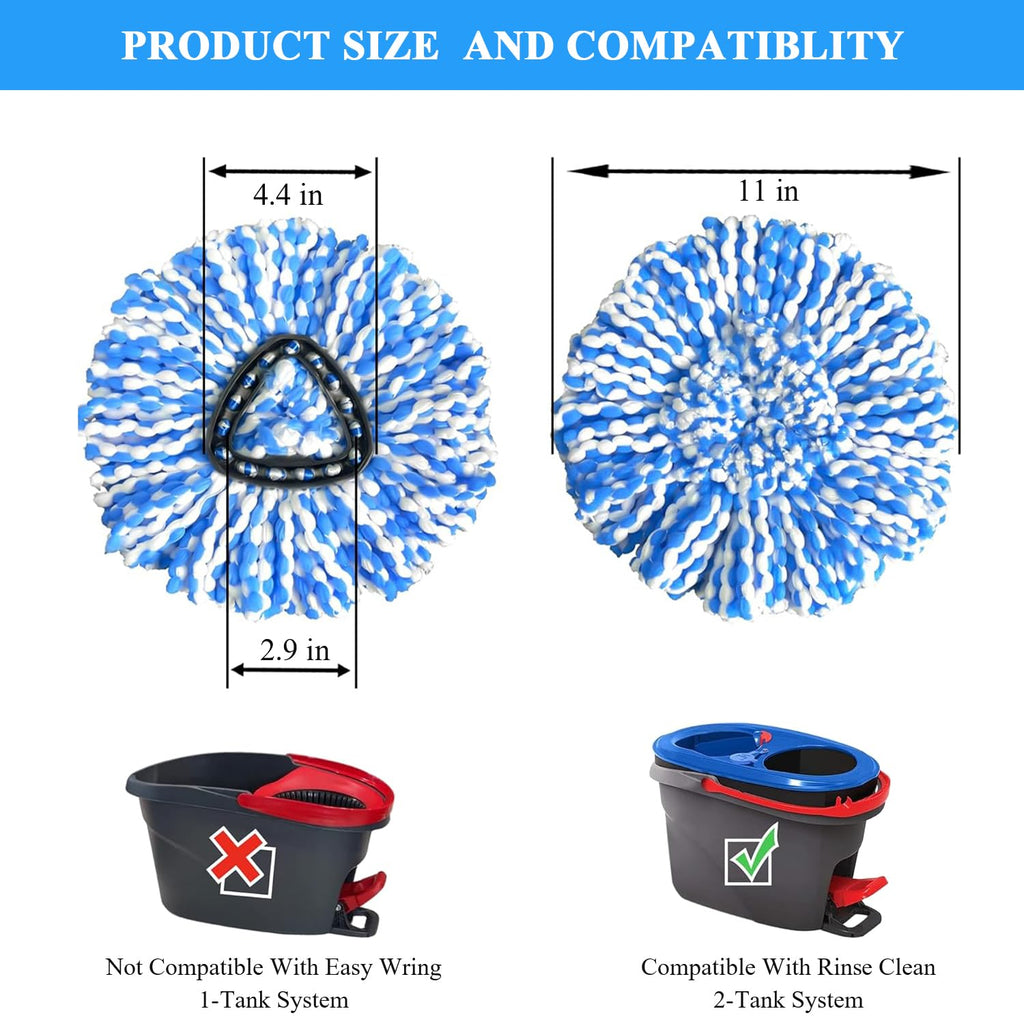 [10 Pack]Mop Heads Replacements, Spin Mop Replacement Head Deep Cleaning Machine Washable and Easy Replace,Spin Mop Refill Replacement Head 100% Microfiber,Mop Head Compatible with RinseClea