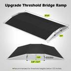 Nuvium 27.6"L×1.6"H Bridge Threshold Ramps for Doorways, Fits 2.8–5.1" Wide Thresholds with Adjustable Support Bars, Non-Slip Aluminum Wheelchair Ramps for Home Steps, Sliding Door Ramp for Wheelchair
