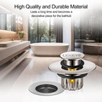 LEKEYE Tub Stopper | Shower Drain Hair Catcher | Pop-up Drain Stopper with Strainer | Bathroom Bathtub Plug | Drain Protector for 1-1/2 to 1-3/4" Bath Drain Hole - Brushed Nickel