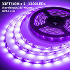 PIZHLO 66 Foot Black Light Strips & Remote, Dimmable Flexible Blackights Strip Lights 1200 LEDs for Glow Party Body Paint Birthday Bedroom Room Fluorescent Tapestry Poster, Non-Waterproof