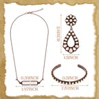 Misdary 3 Pcs Rustic Western Jewelry for Women Cowgirl Jewelry Set Turquoise Necklace Earrings Cuff Bangle Bohemian Bracelet for Women