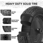 TICONN 4.80/4.00-8 Tire, 14.5" Flat Free Wheelbarrow Tire and Wheel, Solid Replacement Tires with 3" Centered Hub, 5/8" 3/4" Bearings, Universal Fit 4.80/4.00-8, 3.50/3.00-8, 4.00-6 (Black)