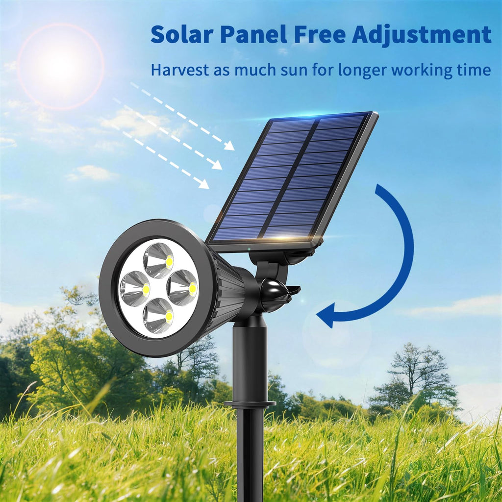 JEJOT 4 Pack Solar Lights Outdoor Waterproof,Warm White Light,2 Lighting Modes,Solar Powered Spotlights for Yard Garden Solar Spot Lights for Flag Landscape Auto On/Off