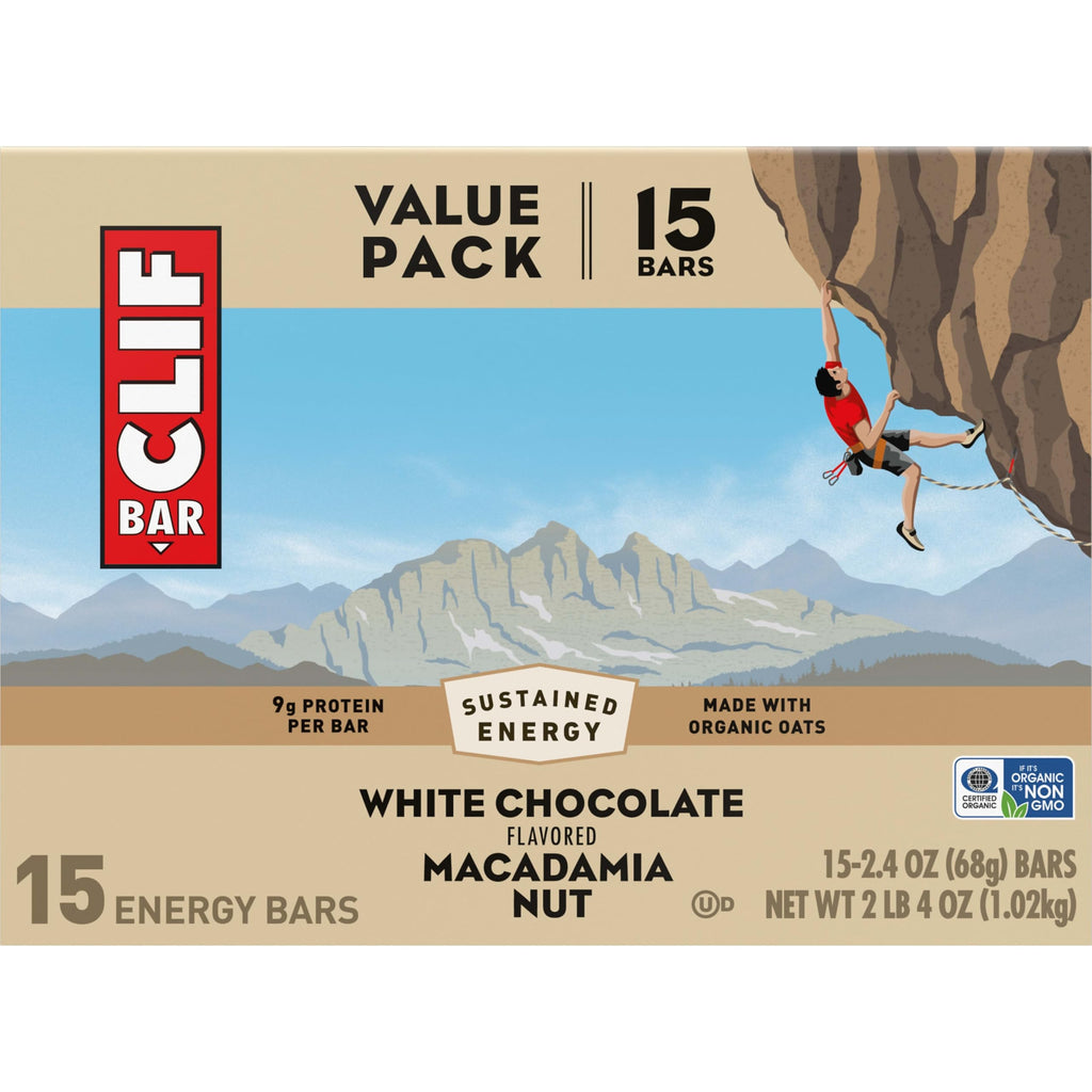 CLIF BAR Protein Energy Bars, White Chocolate Macadamia Nut, 15ct