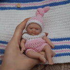 MYREBABY 4.5 Inch Mini Reborn Baby Dolls ，Silicone Baby Girl Amy,Tiny Silicone Baby Dolls ，Mini Realistic Newborn Baby Dolls Silicone Full Body Stress Relief