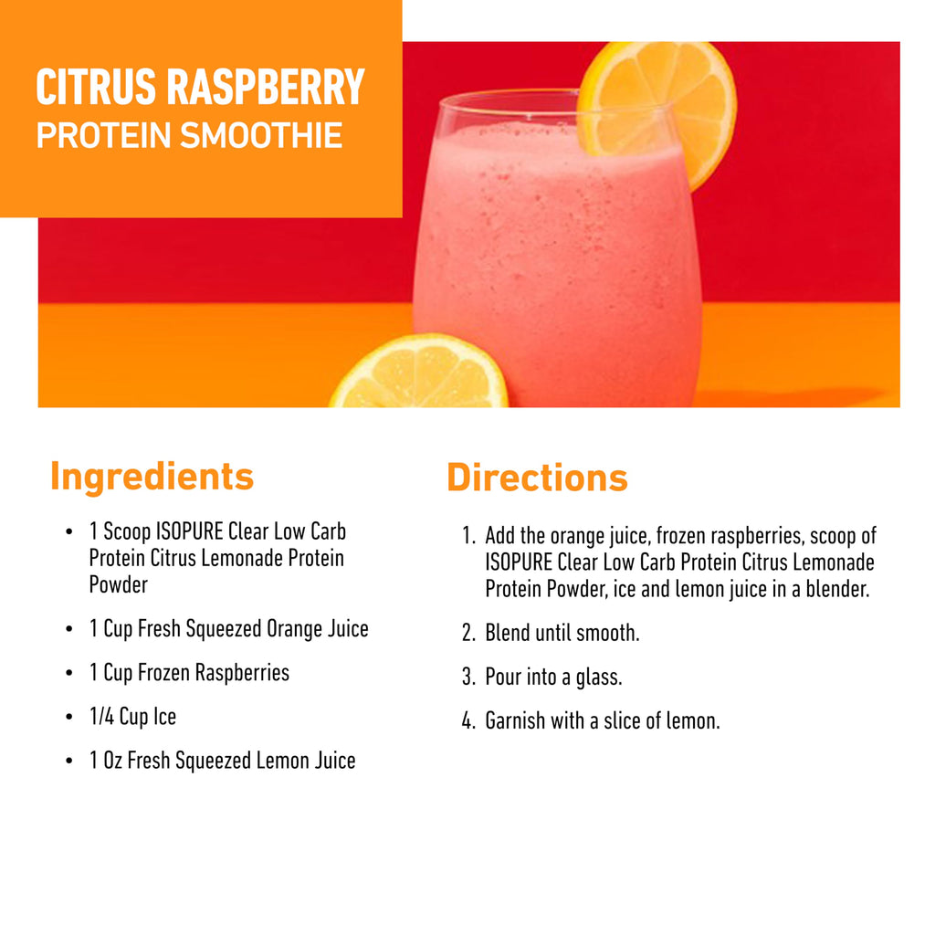 Isopure Clear Whey Isolate Protein Powder, Lactose Free, Gluten Free, Naturally Flavored, Citrus Lemonade, 20g Protein Per Serving, 1.9 Lb, 36 Servings (Packaging May Vary)