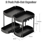 2 Packs Under Sink Pull-Out Storage Organizers, 12.8 Inches, Black
