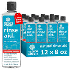 Nature Clean Dishwasher Rinse Aid Liquid, Non Toxic Natural Formula, Spot Free Shine for Glasses & Dishes, Hard Water Stain Remover, Dishwasher Drying Agent, 8 oz/250 ml Pack of 12