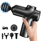LEERCON Massage Gun Deep Tissue, Silent Motor and Portable Massage Gun with 4 Interchangeable Heads for Deep Muscle Relief and Relaxation, Relax Gift, Black