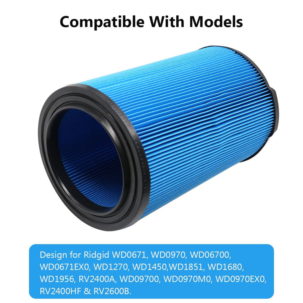 GEBDSM VF5000 Filter Replacement Fits for Ridgid 6-20 Gallon Wet Dry Vacuums WD1450 WD09700 WD06700 WD1680 RV2400A, 2 Pack VF5000 Filters + 4 Pack Foam Sleeves