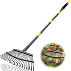 Coopvivi Garden Leaf Rakes, 6FT Rakes for Lawns Heavy Duty 25 Metal Tines 18.5 inch Wide, Adjustable Steel Handle, Rakes for Leaves, Gathering Shrub, Grass, Flower Beds