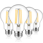 MAXvolador 60W Equivalent E26 LED Filament Light Bulbs, 850LM Warm White 2700K Efficient 6W A19 Edison Bulb, Non-Dimmable Medium Base, 4-Pack