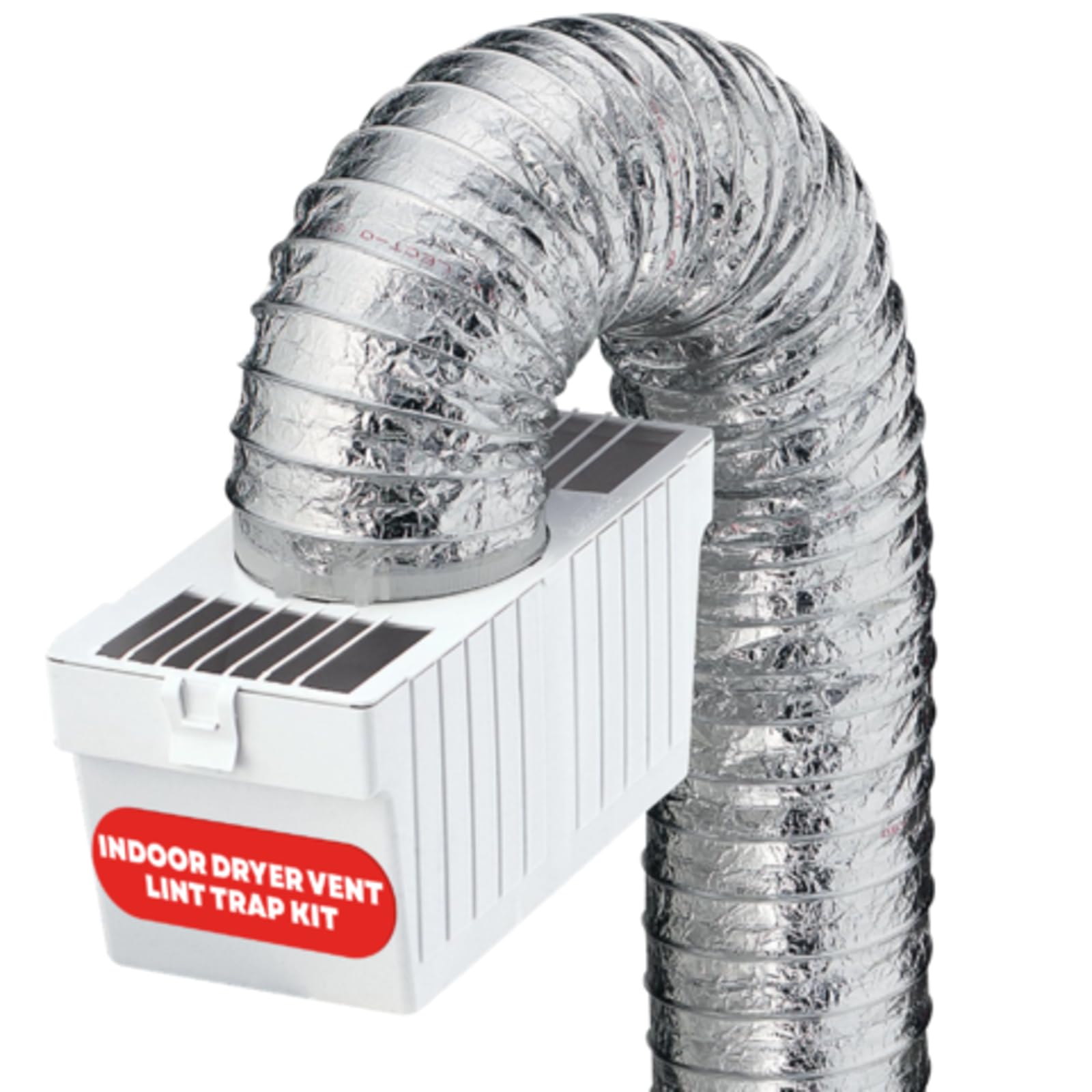 Deflecto Dryer Lint Trap Kit for Electric Dryers, Indoor Venting with 4-Inch Diameter x 5-Foot Supurr-Flex Flexible Metallic Duct, Clamps Included, Easy Installation