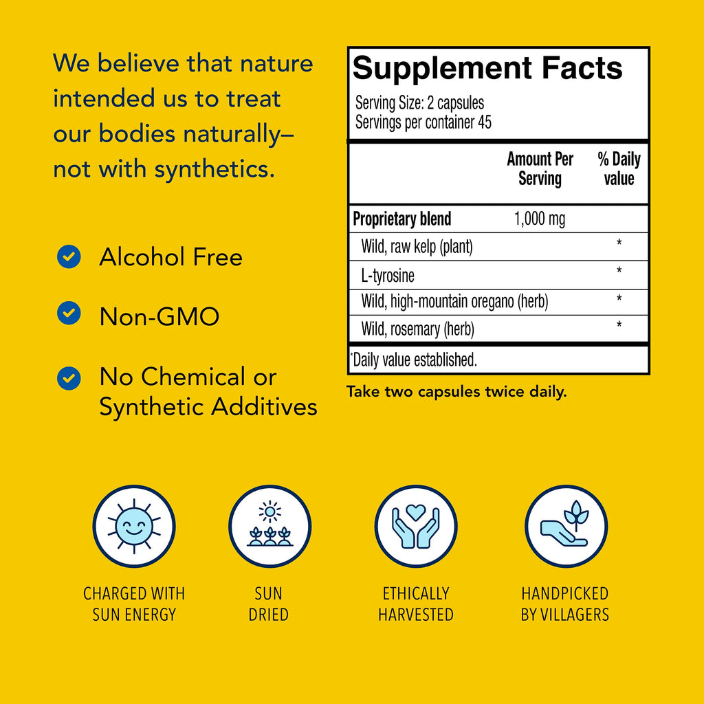 NORTH AMERICAN HERB & SPICE Thyroset - 90 Capsules - Wild Kelp & Herbs Blend - Healthy Thyroid Support - Contains Trace Minerals, Natural Iodine, Antioxidants & Amino Acids - 45 Servings