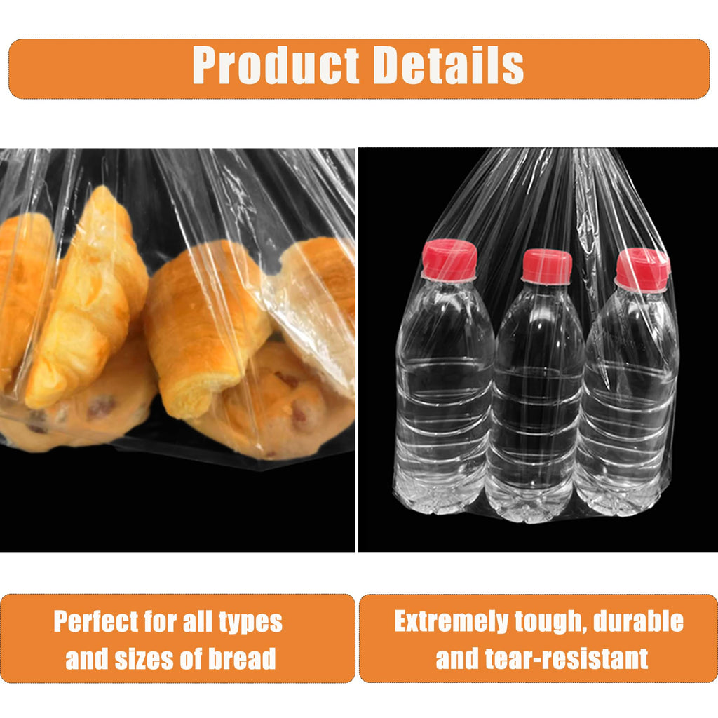 Homrelaxy 300Pcs Plastic Bread Bags for Homemade Bread and 330 Ties, 18 x 8 x 4 Inch Reusable Clear Loaf Bags, Adjustable, Perfect for Home Bakers and Bakeries