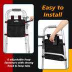supregear Walker Side Bag, Multi Pocket Storage Pouch for Folding Walker, Water Resistant Lightweight Hand Free Carrier Tote, Universal Size Seniors Caddy Attachment