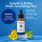 TruSkin Retinol Serum for Face – Gentle, Skin Friendly Anti-Aging Retinoid with Hyaluronic Acid, Cica & Vitamin E – Retinol Facial Serum for Smoother-Looking Skin & Improved Texture, 1 Fl Oz