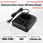 2Pack 40V 3.6Ah Replacement Battery and Charger for Black and Decker 40V Battery Lithium LBX2040 LBXR36 LBXR2036 LST540 LCS1240 LBX1540 Compatible with Black Decker 40V String Trimmer Tool(3Pack)
