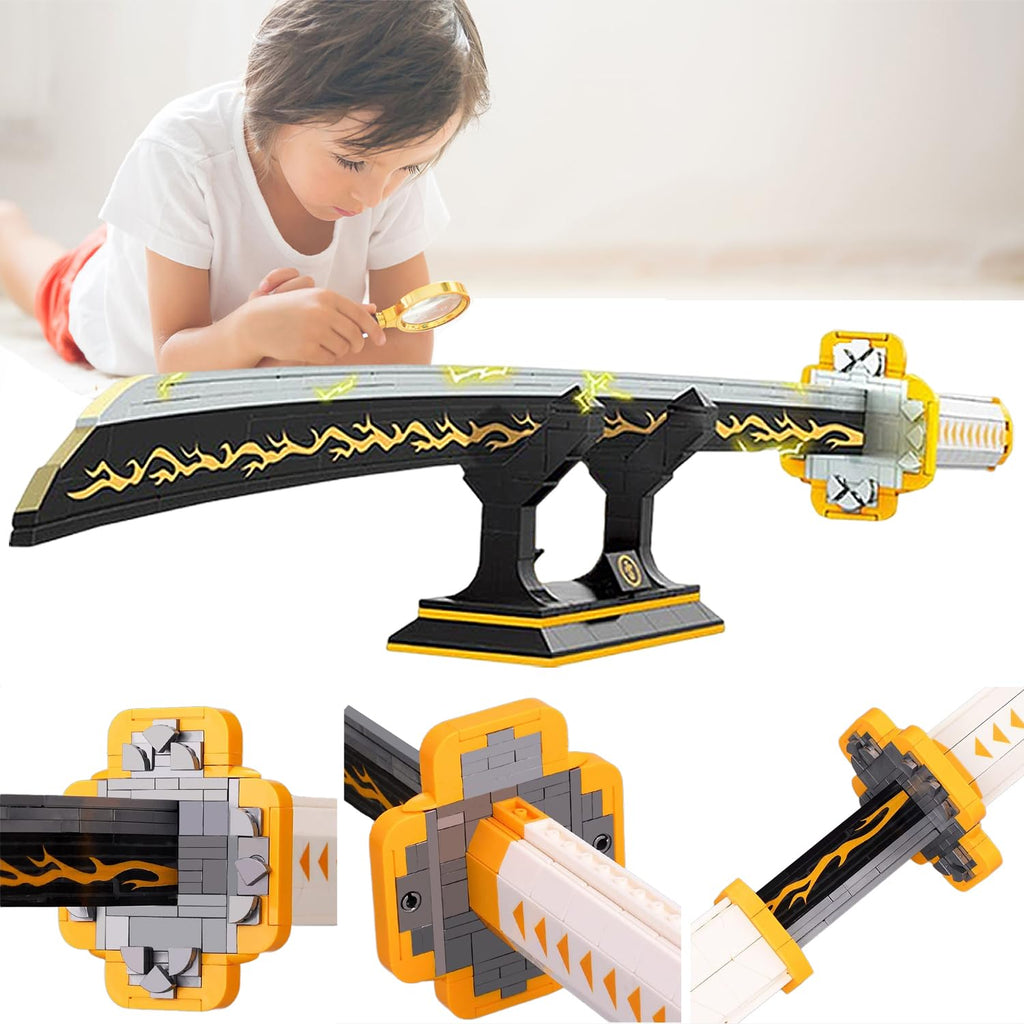 Kravkind 956pcs, 39inch for Sword Building Block Model, Samurai Sword Set with Scabbard and Stand, Best Gift for Anime Fans