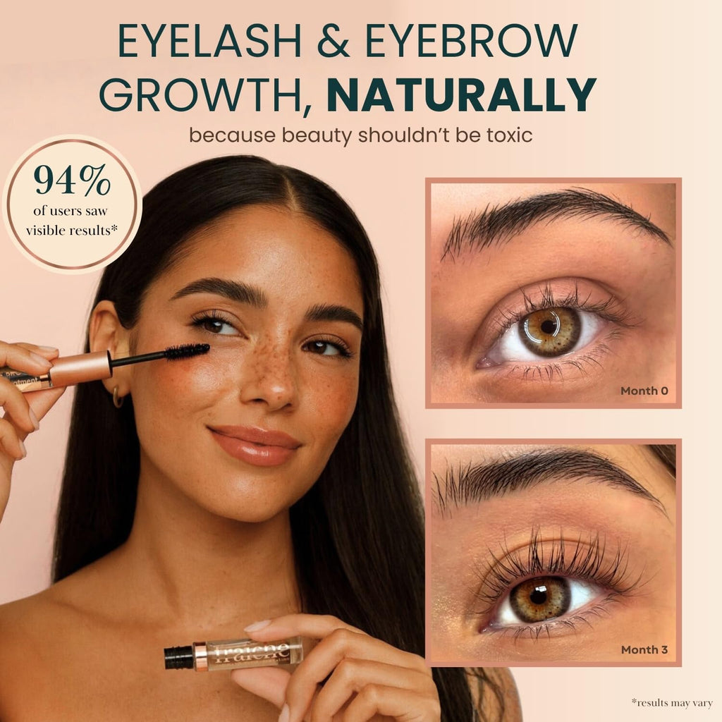 USDA Organic Castor Oil Lash Serum - Premium All Natural Cold Pressed Castor Oil Eyelash Growth Serum with Mascara Tube - Eyelash Treatment and Conditioner - For Thicker and Fuller Lashes