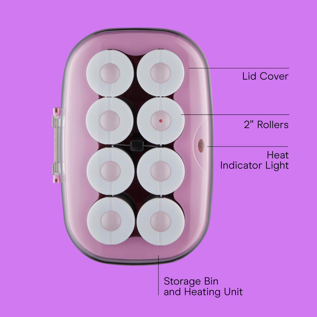 Conair Hot Rollers for Long, Medium & Short Hair, 8 Ceramic Flocked 2-Inch Heated Hair Rollers with Clips, Hot Curlers for Women, Volume & Curls, Amazon Exclusive, Lilac