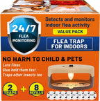 2 Pack Flea Traps for Inside Your Home, Indoor Flea Traps with 8 Sticky Pads, Flea Monitoring Trap for Home, Sticky Insect Catcher for Fleas, Moths & Gnats