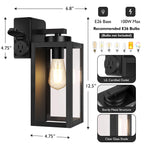 BesLowe 2-Pack Porch Lights Outdoor with UL Certified Outlet, Modern Outdoor Wall Lights Exterior Lighting Fixtures Waterproof, Exterior Wall Sconces Outside Lights for House Front Door Garage, Black