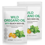 Oil of Oregano with Black Seed Oil, 6000mg Oregano Oil Capsules Organic, of Oregano Supplement Capsules, Natural Antioxidants, Non-GMO, Gluten Free, 120 Softgels, Pack of 2