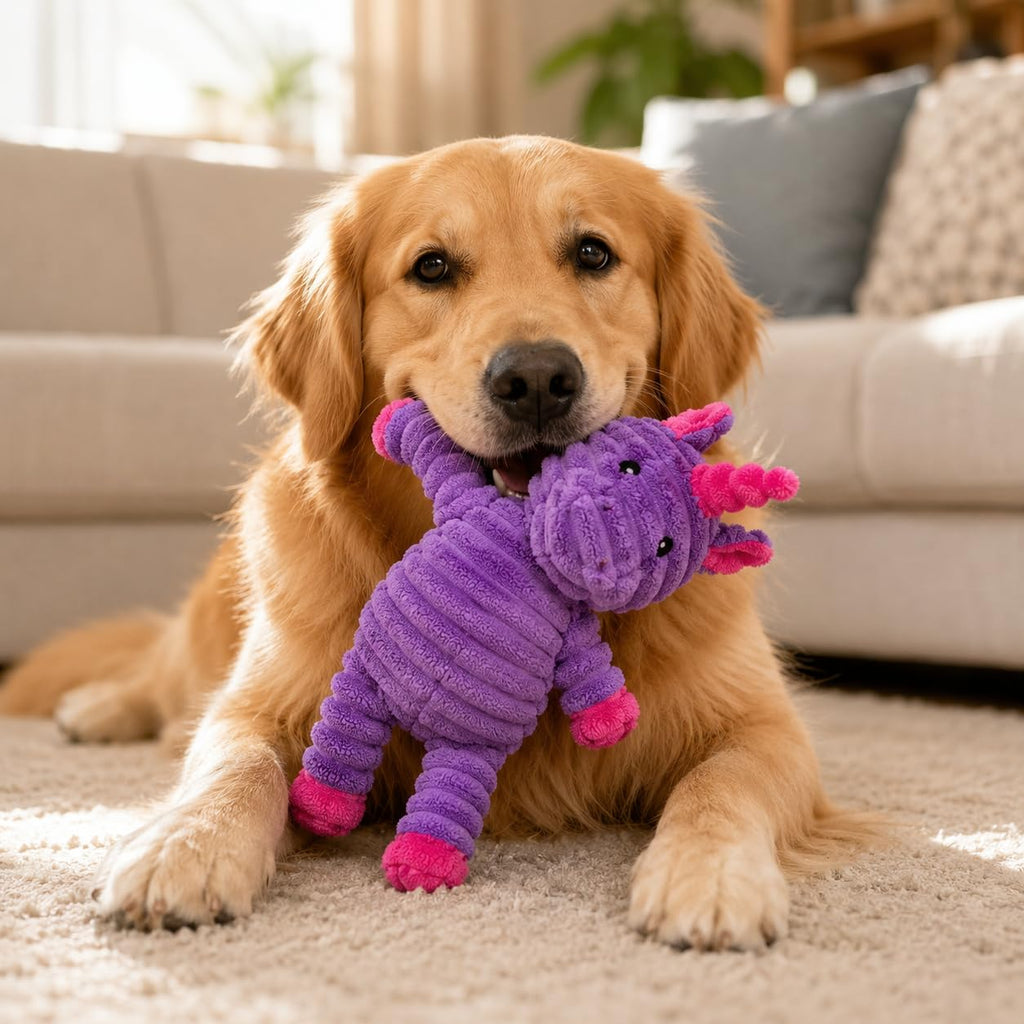 Jalousie Plush Toys Assortment Value Bundle Puppy Pet Mutt Squeak Toy for Medium Large Dogs (5 Pack Corduroy)