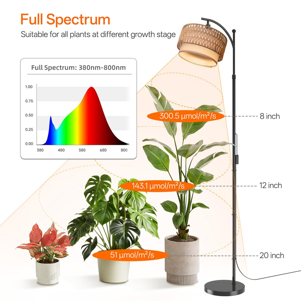 Bstrip Standing Grow Light for Indoor Plants, 65-72.8in Adjustable Height