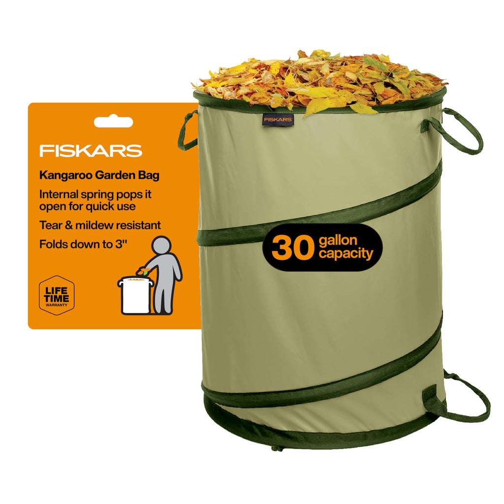Fiskars 30-Gallon Kangaroo Collapsible Pop Up Garden Bag for Yard Waste