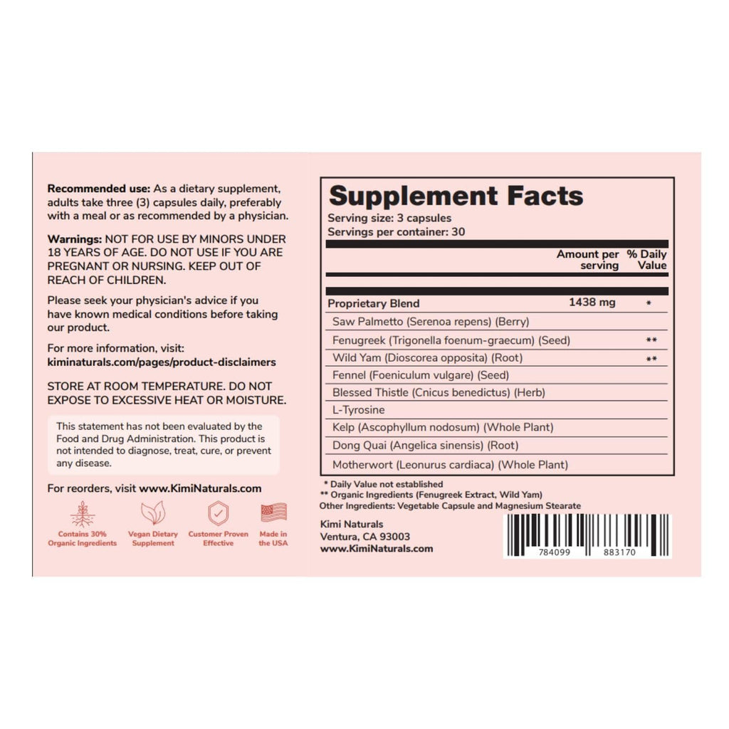 KIMI Naturals Breast Max Plus - Breast Enhancement Pills | Breast Enlargement Supplements with Fenugreek, Breast Growth, Supports Breast Firmness - 3 Month Supply