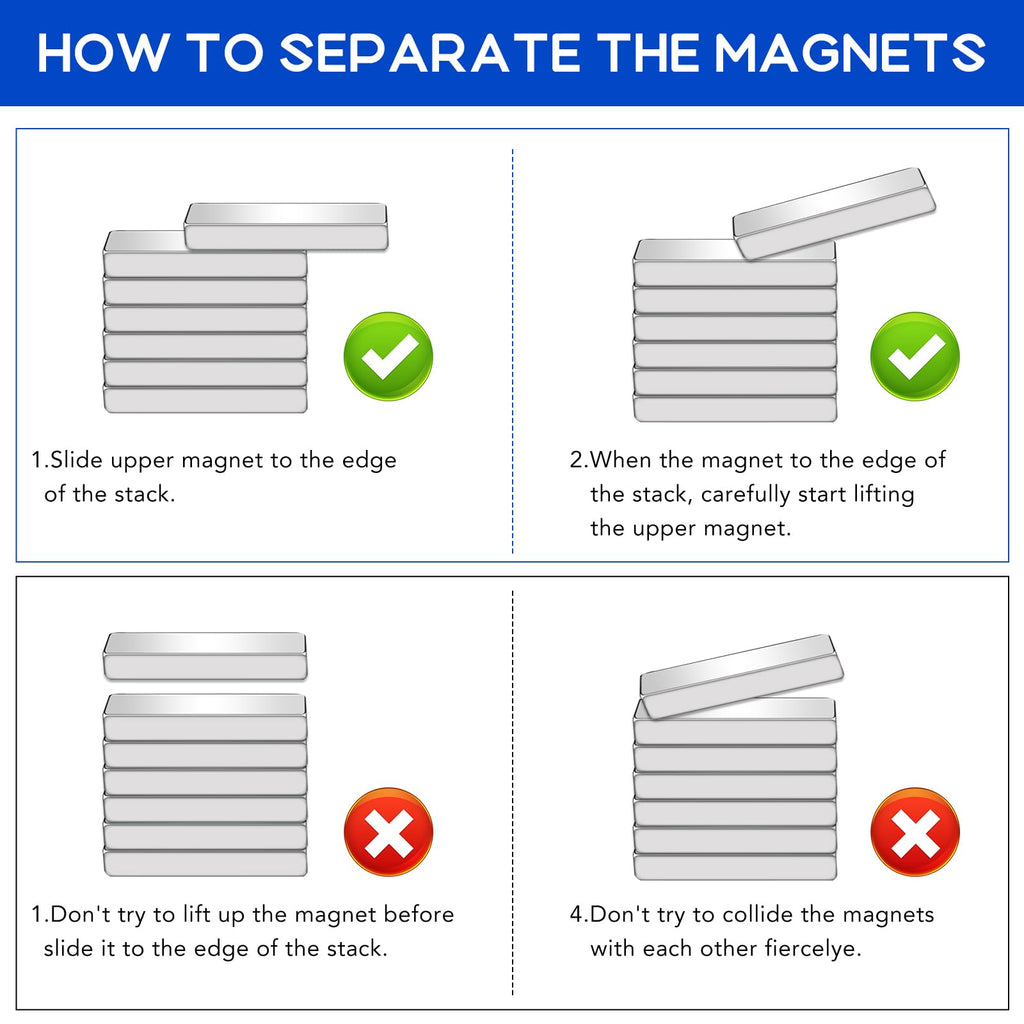 VSKIZ 10pcs Neodymium Magnets, 60x10x3 mm Heavy Duty Rare Earth Magnets