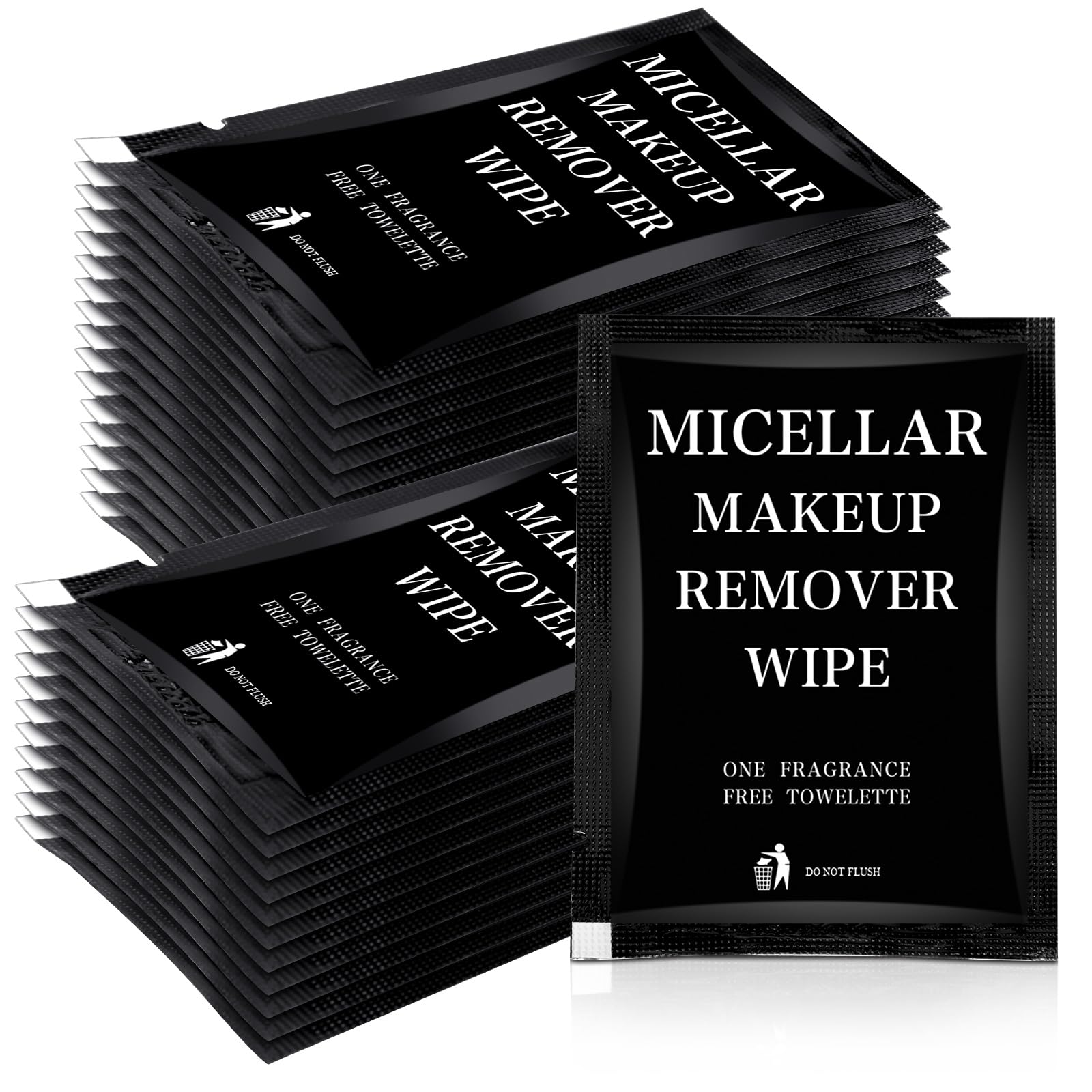 Ctosree 150 pcs Makeup Remover Wipes Bulk Individually Wrapped Makeup Wipes Single Remover Cloth Facial Cleansing Pads for Mascara Lipstick Oil Dirt Face Skin Travel Hotel(Black)