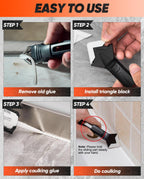 Saker Silicone Caulking Tool 3-in-1 Grout Removal Tool and Sealant Finishing Scraper with Stainless Steelhead, Caulk Remover and Seam Repair Kit for Bathroom, Kitchen, Floor, Window and Sink Joints
