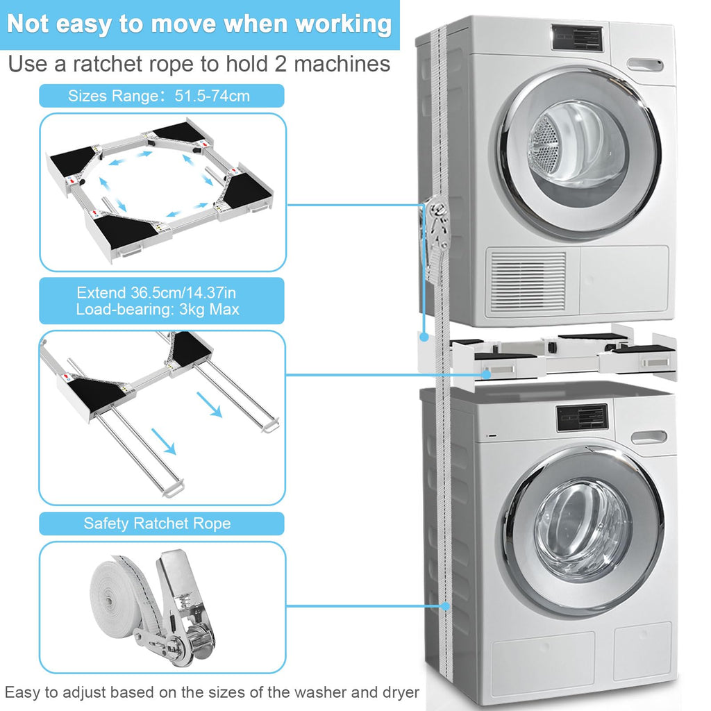 Washer and Dryer Stacking Kit - Universal Stacking Kit with Pull-Out Drying Rack for Laundry Room - Adjustable 24" - 29" - Space-Saving