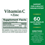 Nature's Bounty Vitamin C + Zinc, Vitamin Supplement, Supports Immune Health, 60 mg, 60 Tablets (Pack of 3)